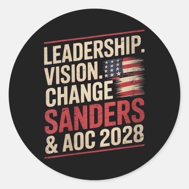 Womens Bernie Sanders And Aoc 2028 For President C Classic Round Sticker (Front)