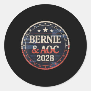 Womens Bernie Sanders And Aoc 2028 For President C Classic Round Sticker