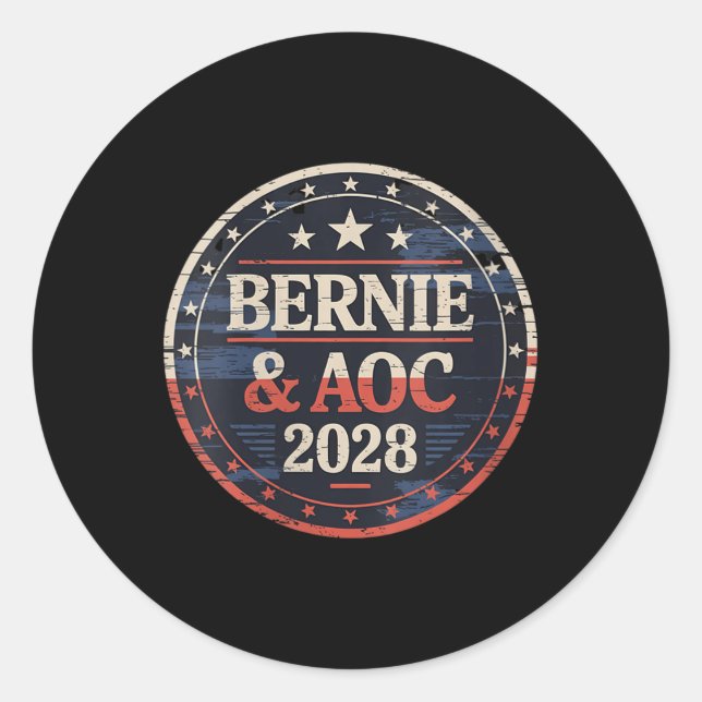 Womens Bernie Sanders And Aoc 2028 For President C Classic Round Sticker (Front)