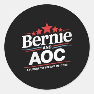 Womens Bernie Sanders And Aoc 2028 For President C Classic Round Sticker