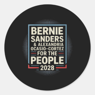 Womens Bernie Sanders And Aoc 2028 For President C Classic Round Sticker