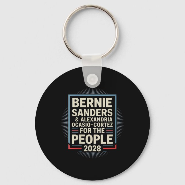 Womens Bernie Sanders And Aoc 2028 For President C Key Ring (Front)