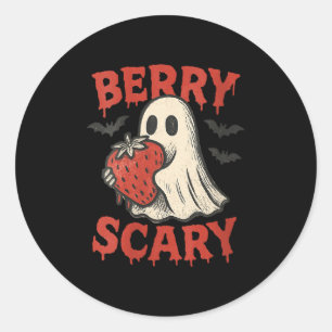 Womens Berry Y Cute Ghost Strawberry Halloween Pun Classic Round Sticker