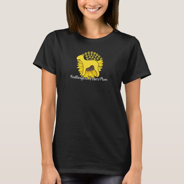 Womens Best Bedlington Terrier Mum Sunflower Dog P T-Shirt (Front)