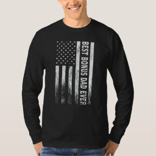 Womens Best Bonus Dad Ever American Flag Mother's T-Shirt