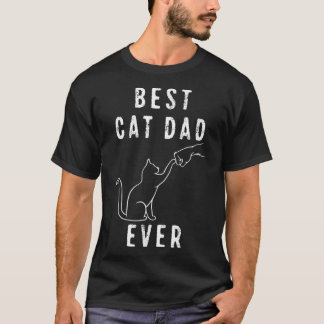 Womens Best Cat Dad Ever Paw Fist Bump Meow Cat Fa T-Shirt