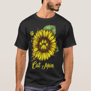 Womens Best Cat Mum Ever Sunflower Mothers Day Gif T-Shirt