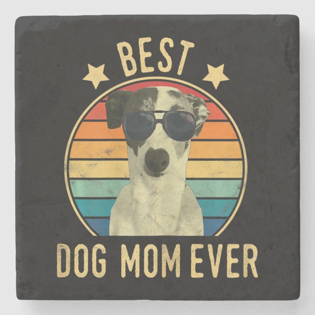 womens best dog mum ever italian greyhound stone coaster (Front)