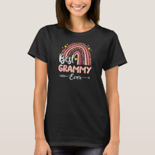 Womens Best Grammy Ever Rainbow Leopard Plaid Moth T-Shirt