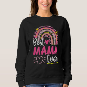 Womens Best Mama Ever Leopard Rainbow New Grandma Sweatshirt