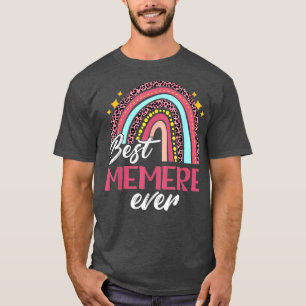 Womens Best Memere Ever Leopard Rainbow Funny Moth T-Shirt