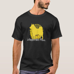 Womens Best Schipperke Mum Sunflower Dog Paws Moth T-Shirt