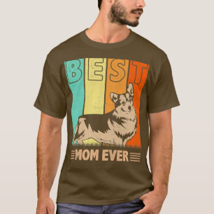 Womens Best Welsh Corgi Dog Mum Ever Retro Graphic T-Shirt