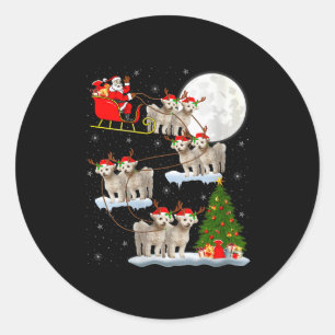 Womens Bichon Frise Dog Santa Sleigh Flying Funny  Classic Round Sticker