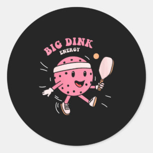 Womens big dink energy pickleball funny pickle bal classic round sticker