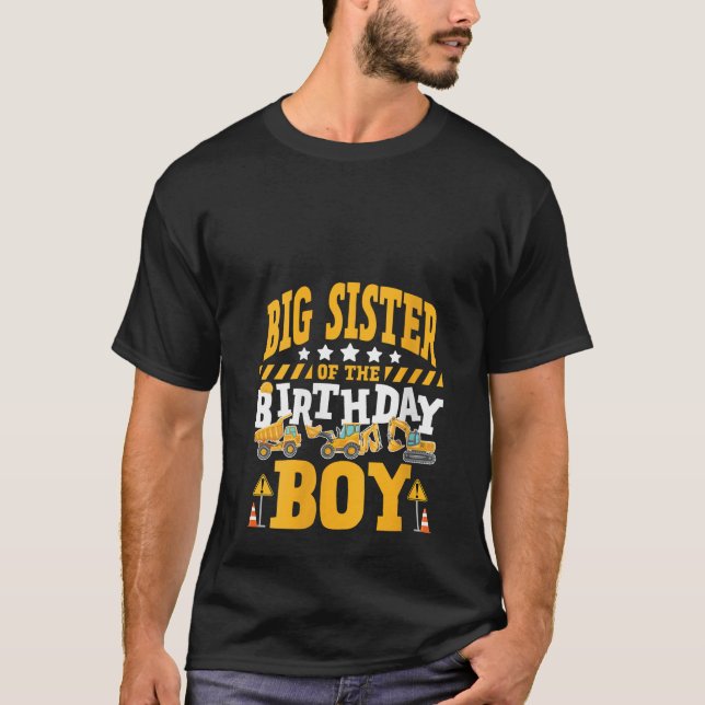 Womens Big Sister of the Birthday Boy Excavator Co T-Shirt (Front)