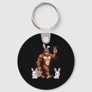 Women's bigfoot easter day rabbit funny easter key ring
