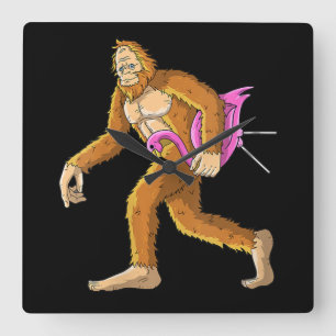 Womens Bigfoot With Flamingo Animal Costume Gift Square Wall Clock