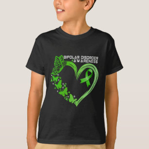 Womens Bipolar Disorder Awareness Green Ribbon Bip T-Shirt
