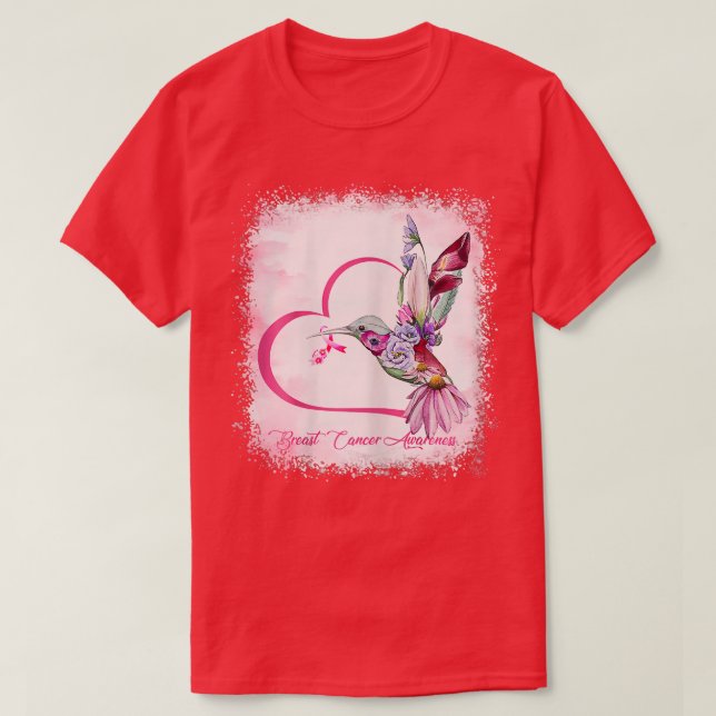 Womens Bird Heart Ribbon Sunflower Bleached Breast T-Shirt (Design Front)