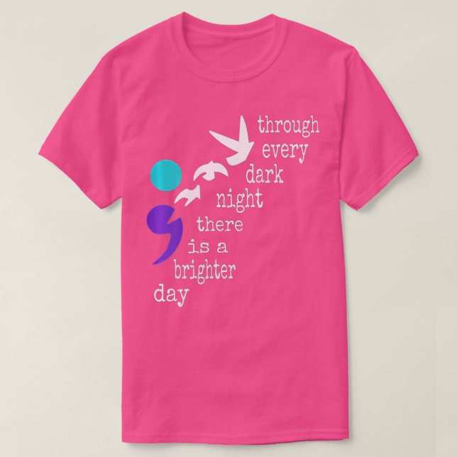 Womens Birds Semicolon Gift Suicide Prevention Awa T-Shirt (Design Front)