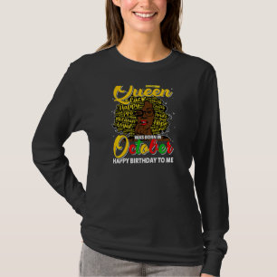 Womens Birthday Awesome Black Queen Born In Octobe T-Shirt