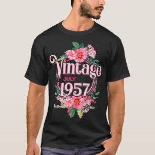 Womens Birthday Gift Born In July 1957 Flowers Bda T-Shirt