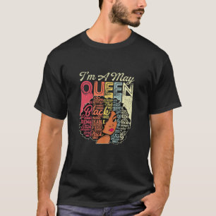 Womens Birthday May Queen Vintage Afro African Jun T-Shirt
