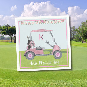 Women's Birthday Retirement Pink Golf Monogram Napkin