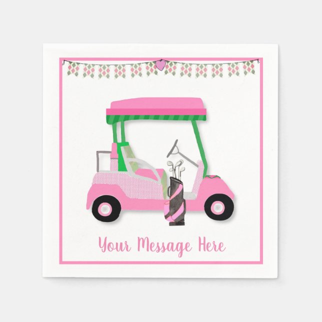Women's Birthday Retirement Pink Golf Theme Party  Napkin (Front)