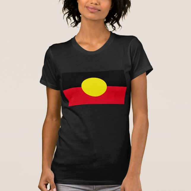 womens black Aboriginal flag shirt (Front)
