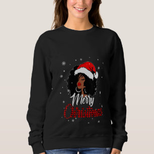 Womens Black African American Santa Apparel Christ Sweatshirt