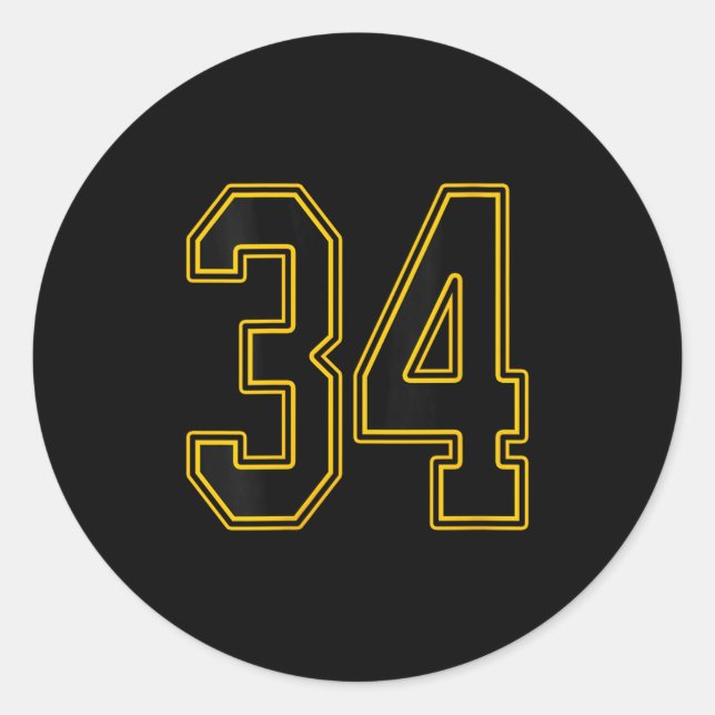 Womens Black And Gold Number Jersey Player Uniform Classic Round Sticker (Front)