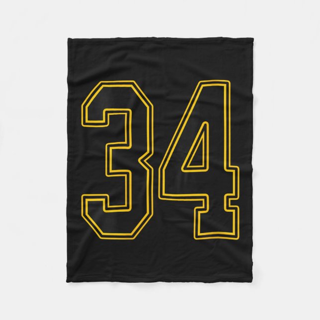 Womens Black And Gold Number Jersey Player Uniform Fleece Blanket (Front)