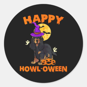 Womens Black And Tan Cocker Spaniel Dog Witch Classic Round Sticker