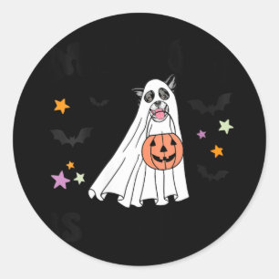 Womens Black And White Border Collie Boo Dog Classic Round Sticker