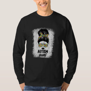 Womens Black Autism Aunt Autism Awareness Auntie N T-Shirt
