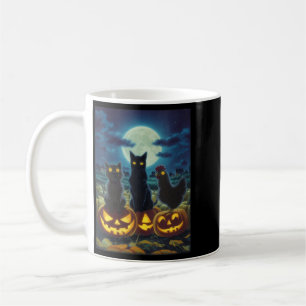 Womens Black Cat Dog Chicken Halloween Pumpkin Coffee Mug