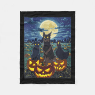 Womens Black Cat Dog Chicken Halloween Pumpkin Fleece Blanket