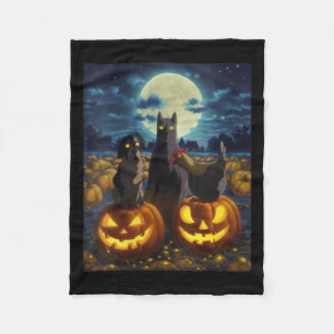 Womens Black Cat Dog Chicken Halloween Pumpkin Fleece Blanket