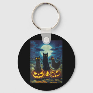 Womens Black Cat Dog Chicken Halloween Pumpkin Key Ring