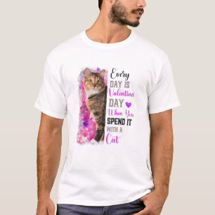 Womens Black Cat Mum Valentines Day Cat Mama Funky T-Shirt