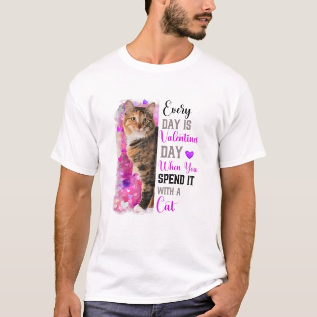 Womens Black Cat Mum Valentines Day Cat Mama Funky T-Shirt (Front)