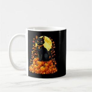 Womens Black Cat Pumpkin Halloween Fall Autumn Coffee Mug