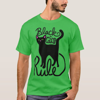 Womens Black Cats RULE fun Black Cat Mum Cute T-Shirt