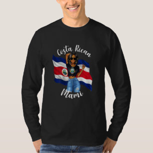 Womens Black Costa Rican Mami Flag Emblem Costa Ri T-Shirt