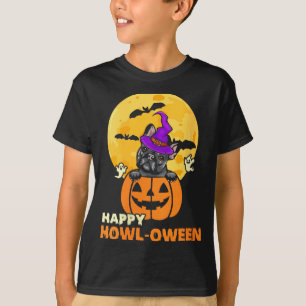 Womens Black French Bulldog Witch Dog Lover Happy T-Shirt