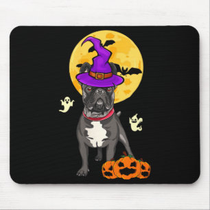 Womens Black French Bulldog Witch Halloween Mouse Mat