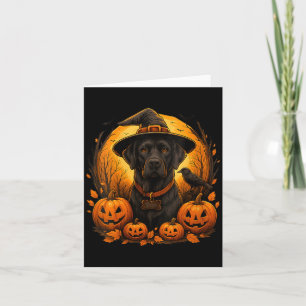 Womens Black Lab Halloween Witch Hat Labrador Dog Card