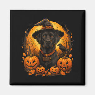 Womens Black Lab Halloween Witch Hat Labrador Dog Magnet